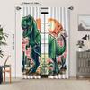 2pcs Vintage Tyrannosaurus Rex Dinosaur Curtain - Blackout, Rod Pocket, Machine Washable Polyester, 100-120gsm, Creative Desi