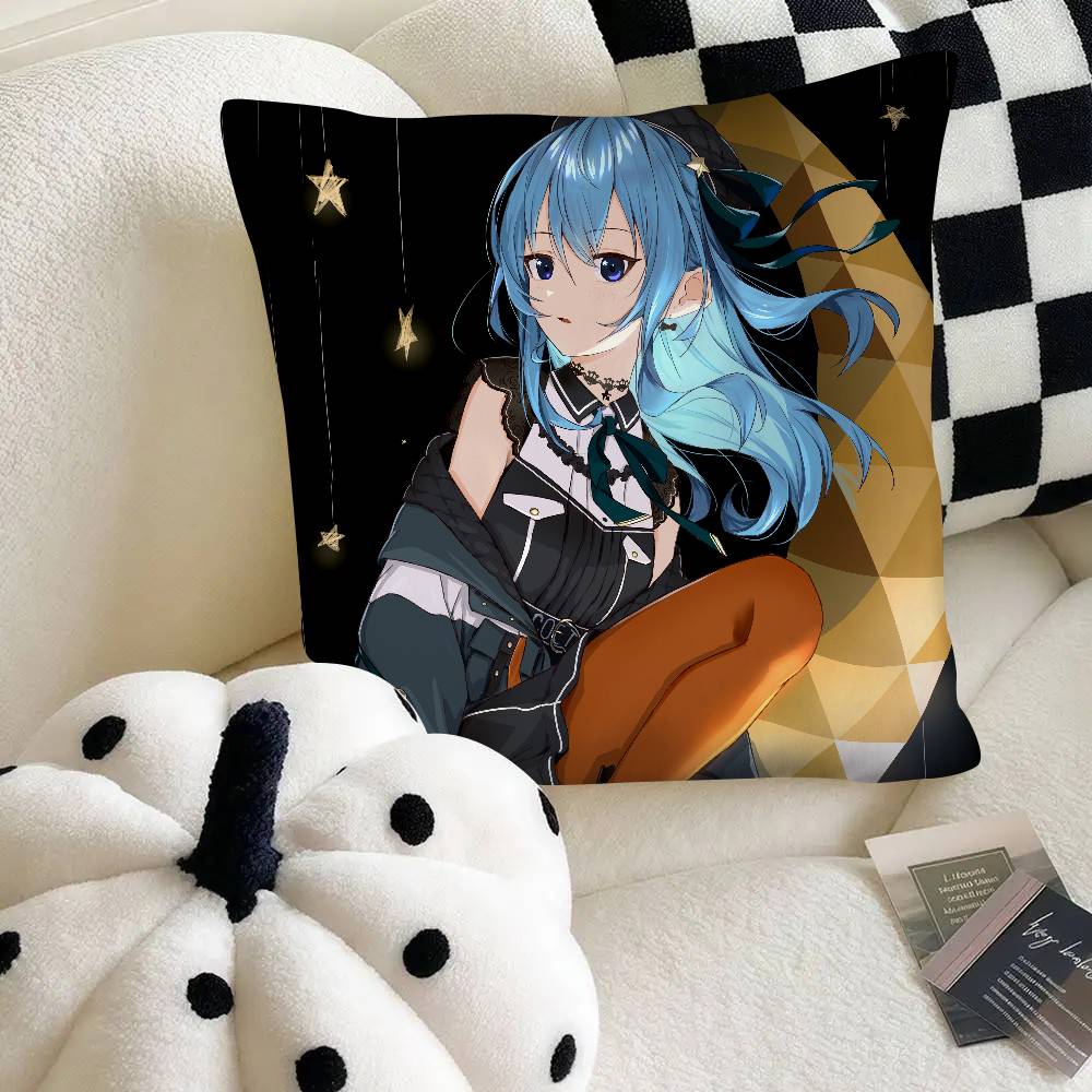 Anime Virtual Girl Hoshimachi Suisei Pillow Case Fashion Square Pillowcase Bedroom Sofa Room Ins Decoration Leisure