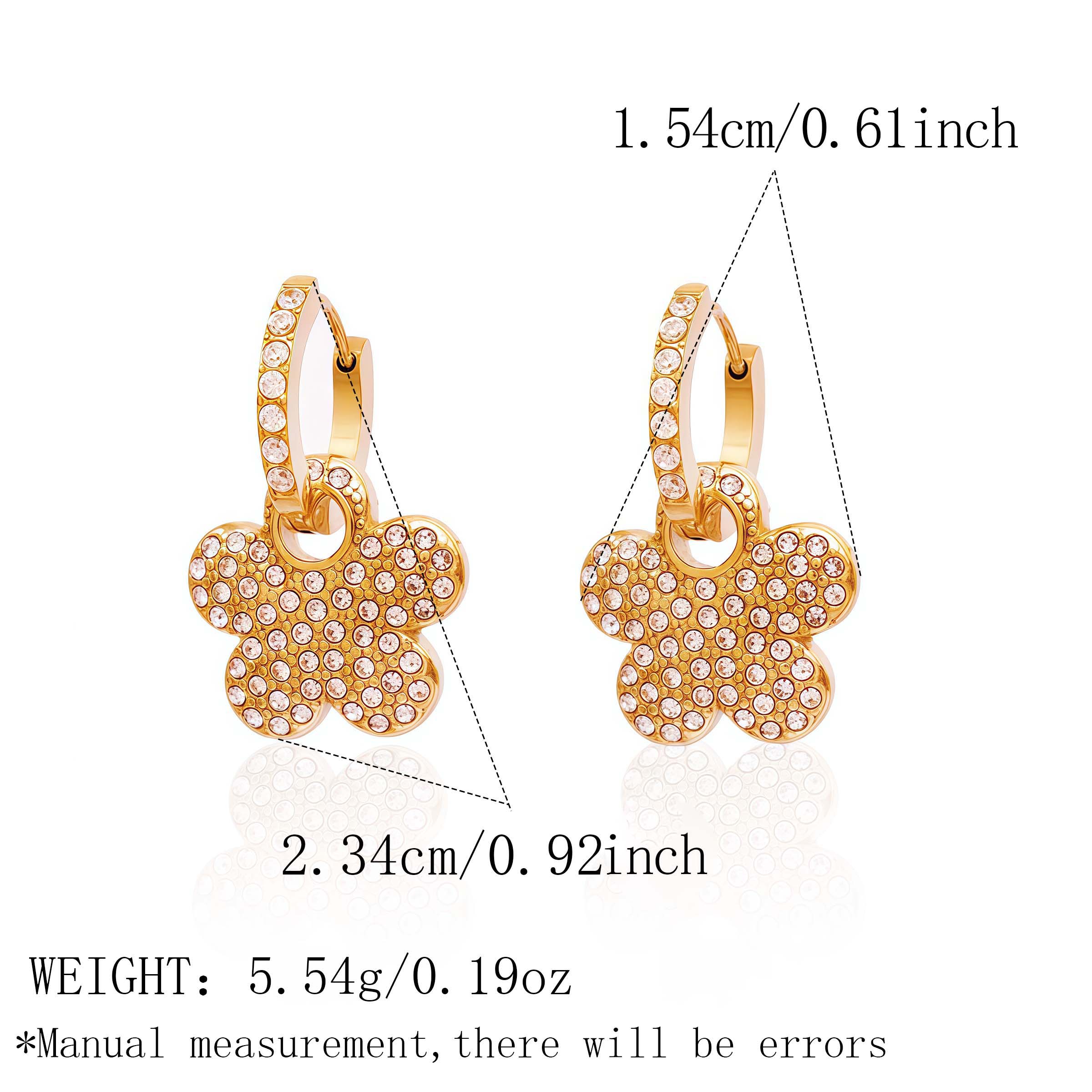 

Trendy Stainless Steel White Zircon Earrings For Women 18K Gold Plated Flower Huggie Hoop Earrings Dainty Drop Earrings for Her