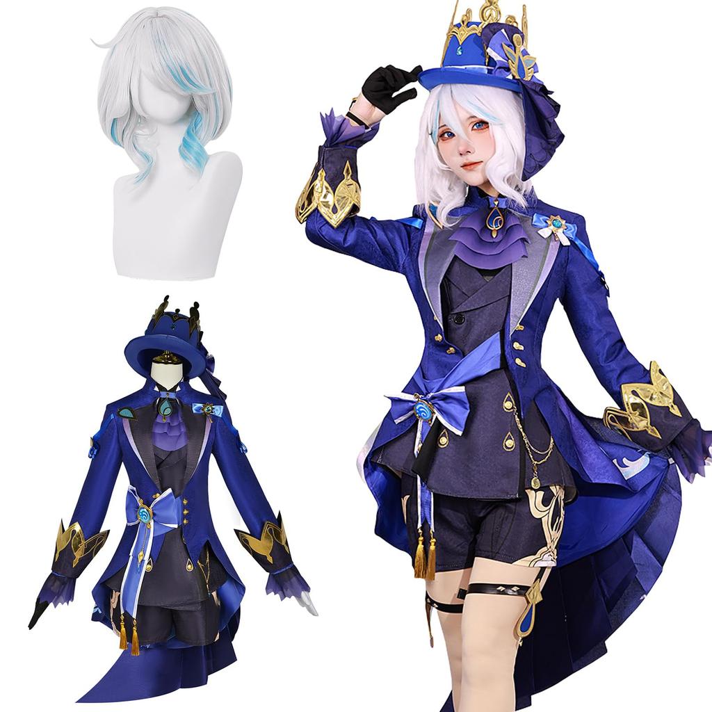 Furina Cosplay Svart Vanngudinne Genshin Impact Cosplay for Kulturelle og Sceneopptredener Parykkstørrelse Parykk, Focalorus, Kostyme, Voksen, Festivaler,