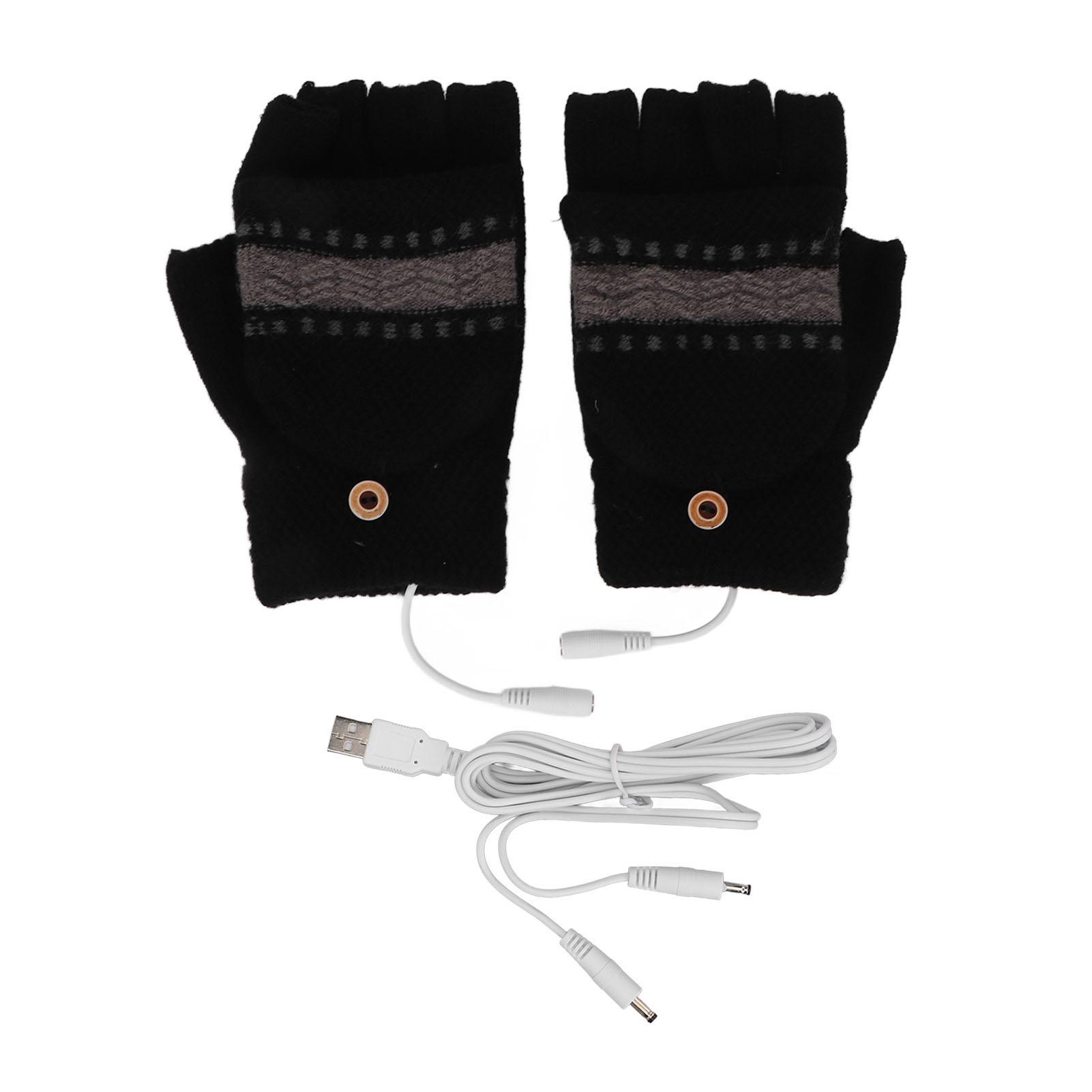 

Half Finger Heated Gloves Double Sided Heating Warm Full Finger and Half Fingerless USB Heating Gloves for Typing Gaming
