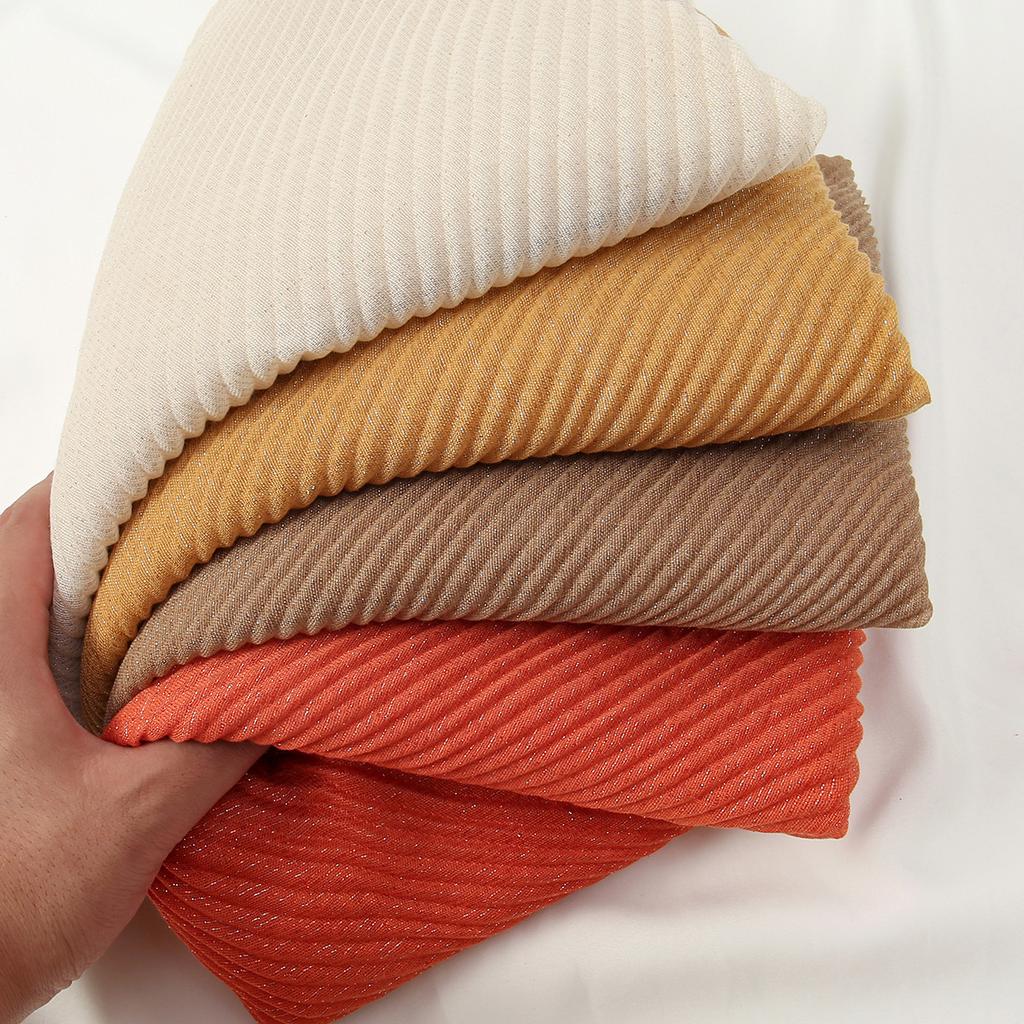 Big Size Pleated Shimmer Cotton Hijab Scarf For Women Muslim Long Shawls Solid Headscarf Wraps Islamic Headband Turban 180*90cm