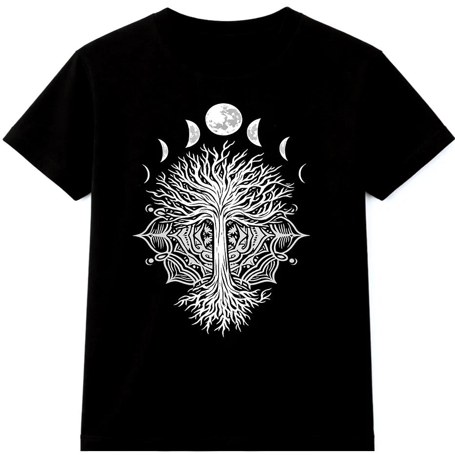 Tree of Life T-Shirt Moon Phases Graphic Mystical Celestial Spiritual Art Tee S