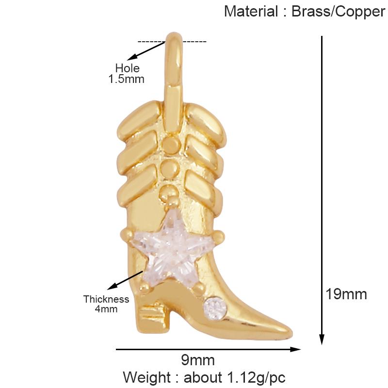 Fashion Cowboy Hat Boots Dance Shoes Bra Birdcage Sports Charm Pendant,Zircon Real Gold Necklace Craft Jewelry Supplies K68