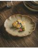 Flower-Shaped Ceramic Plate for Salads and Desserts - Japanese Pottery Style