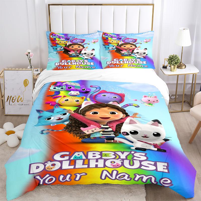Custom Textile Dollhouse Fun Bedding 3 Piece Set HD Print Duvet Cover Pillowcases for Teens Adult Bedroom Decoration