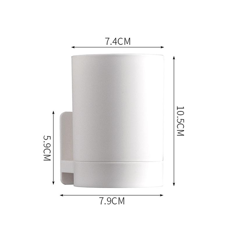 Simple Wall Mounted Mouthwash Cup With Holder Drill-Free Toothpaste Storage Shelf Bathroom Storage Organizer Portable Mouth Wash Cup Suit