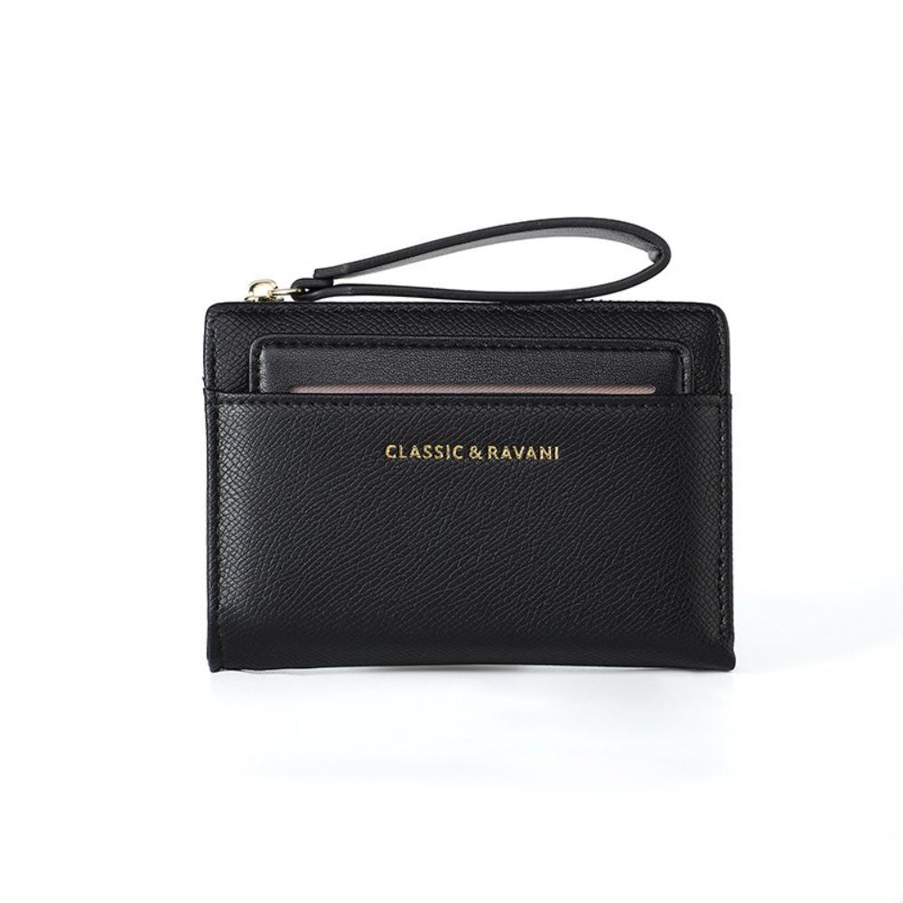 New Portable Women's Wallet PU Leather Multipurpose Coin Purse Lanyard Solid Color Card Holder