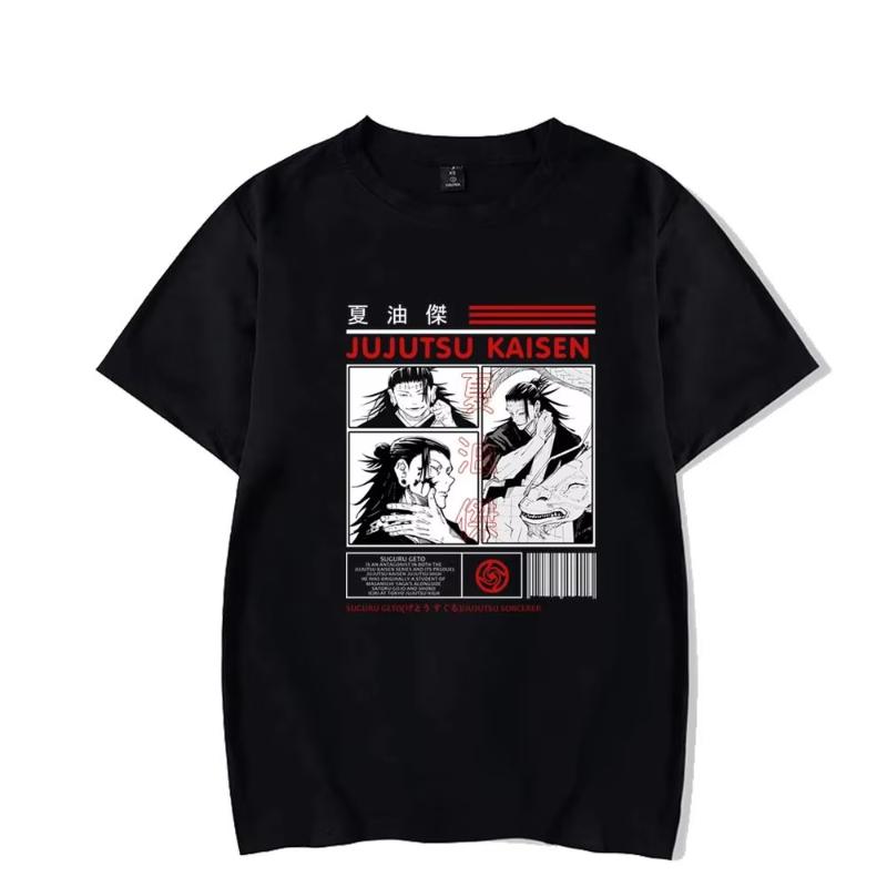 MINISO Japanese Anime Jujutsu Kaisen Suguru Geto Graphic Print T Shirt Fashion Unisex Casual Crew Neck Short Sleeve T Shirt