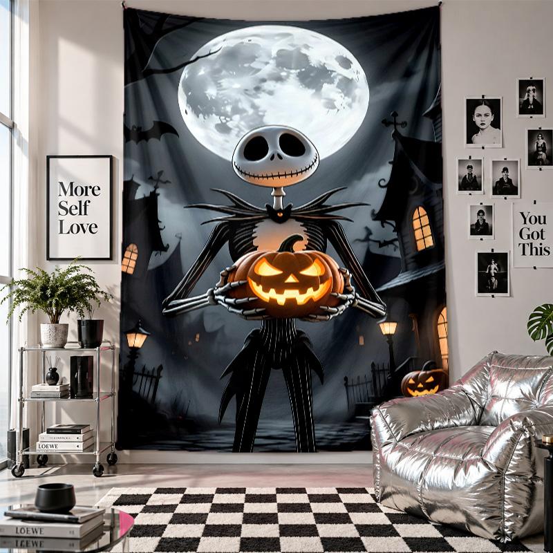 Wall TapestryThe Nightmare Before Christmas Jack Sally Art Hanging Cloth Decorative Background Cover for Room Decoration