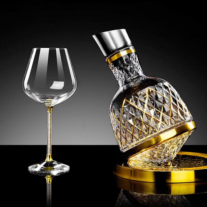 Crystal Red Wine Glass & Rotating Decanter Set