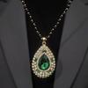 A Niche Retro Emerald Teardrop Long Necklace and Sweater Chain, Exuding A Fashionable and High-end Vibe for Women