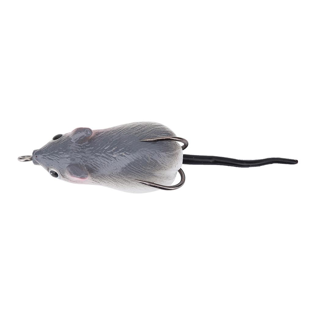 Esca artificiale a forma di topo Esche da pesca morbide Doppio gancio Accessorio per attrezzatura (Grigio scuro)
