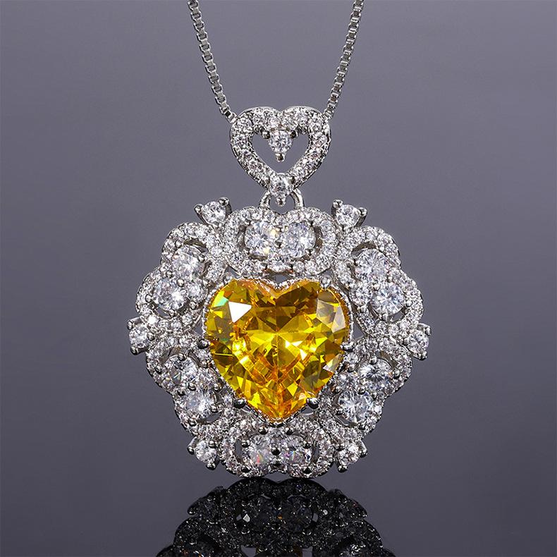 Jewelry Cross Border Zircon Necklace Earrings Vintage Red Pendant Light Luxury Love Women's