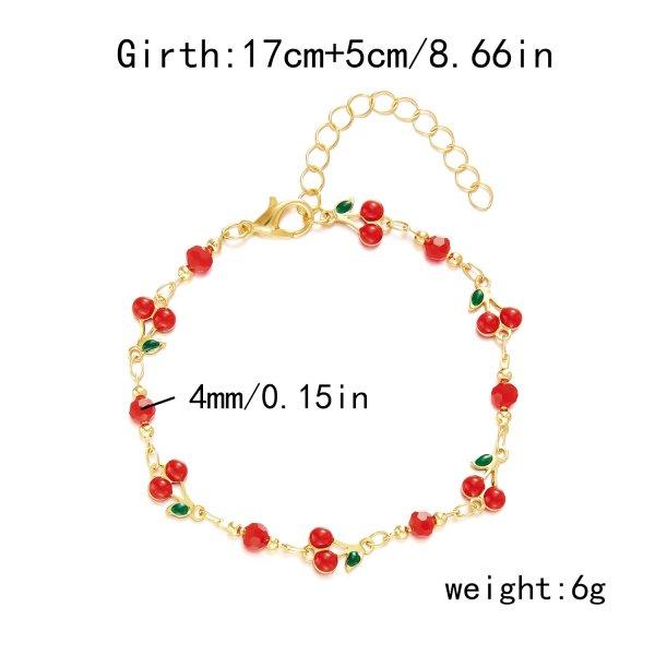 Sweet Cute Red Strawberry Cherry Heart Pearl Charm Bracelet New Fashion Y2K Fruit Gold Color Chain Jewelry Party Gifts 2025