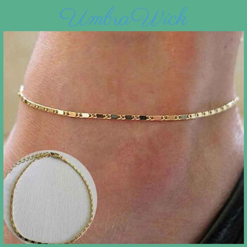 Radiant Women Simple Gold Plated Chain Anklet Ideal For Barefoot Beach Adventures