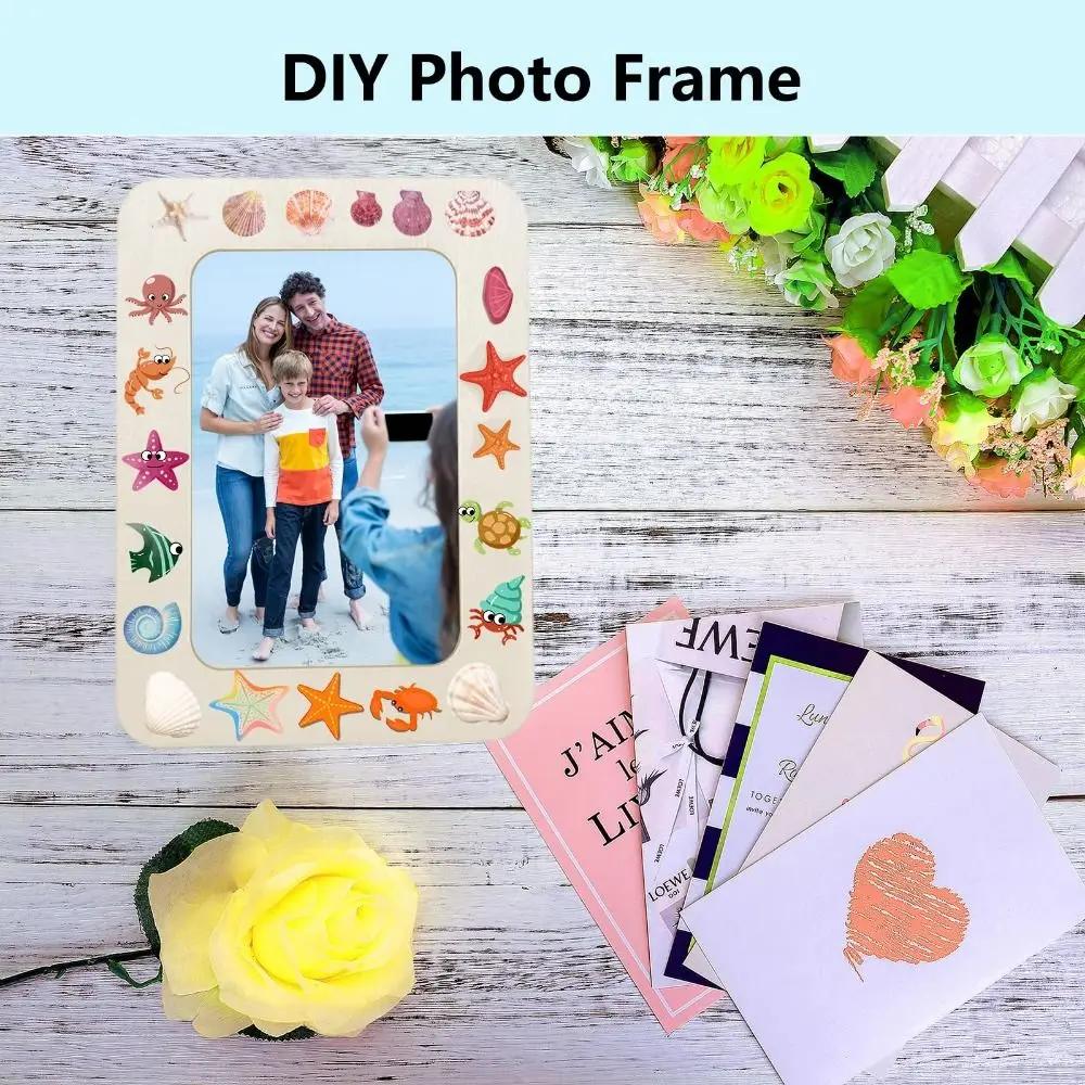 DIY Wooden Picture Frames 6inch Standing Photo Frames with Display Stand Photo Postcard Home Table Decoration