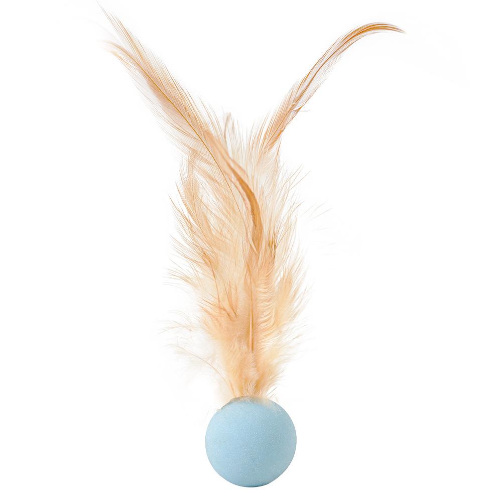 Pet Elastic Ball With Feather Cat Toy Interactive Kitten Cat Teaser Ball High Rebound Cat Nibble Toy Ball Pet Supplies