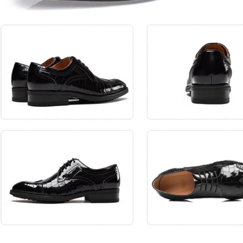 Crocodile Pattern Leather Shoes Business Oxford Footwear Men's  Dress Shoes Leather Formal Shoes for Men Bullock Shoe