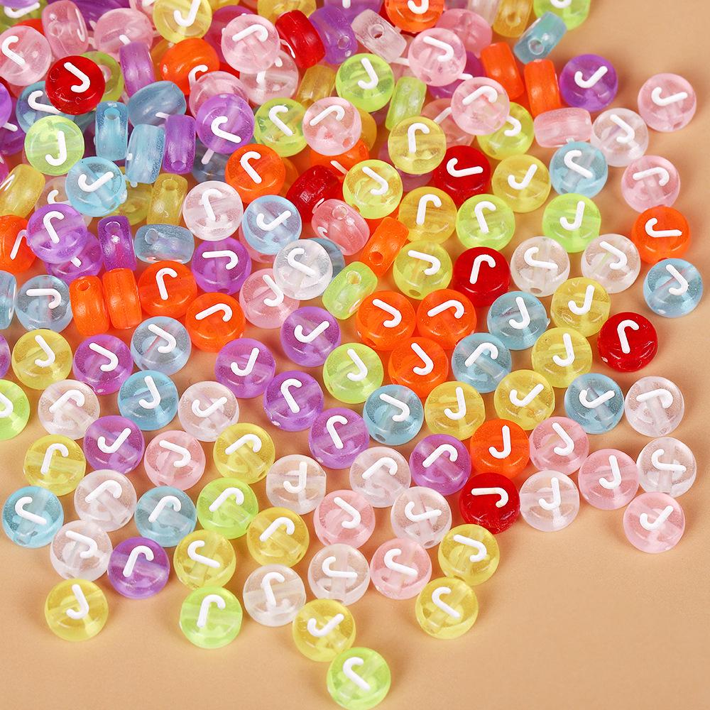 Acrylic Drip Oil Single Letter Flat Beads — Transparent DIY Bracelet Jewelry Accessories for Kids