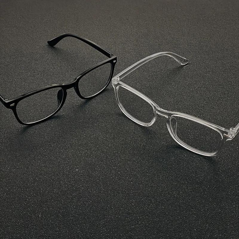 2 Pairs of Unisex Casual Eyeglass Frames Suitable for Business Work Study TV and Computer Use Black and Transparent Glasses