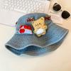 Cute Bear Cowboy Fisherman Hat Children Summer Big Brim Washbasin Hat Cartoon Outdoor Sun Hat