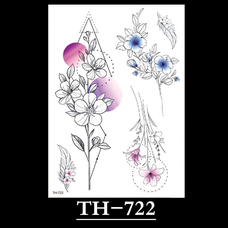 Flower Arm Tattoo Sticker, Half Arm Waterproof Tattoo Sticker, Sketch Line Tattoo Sticker Tattoo