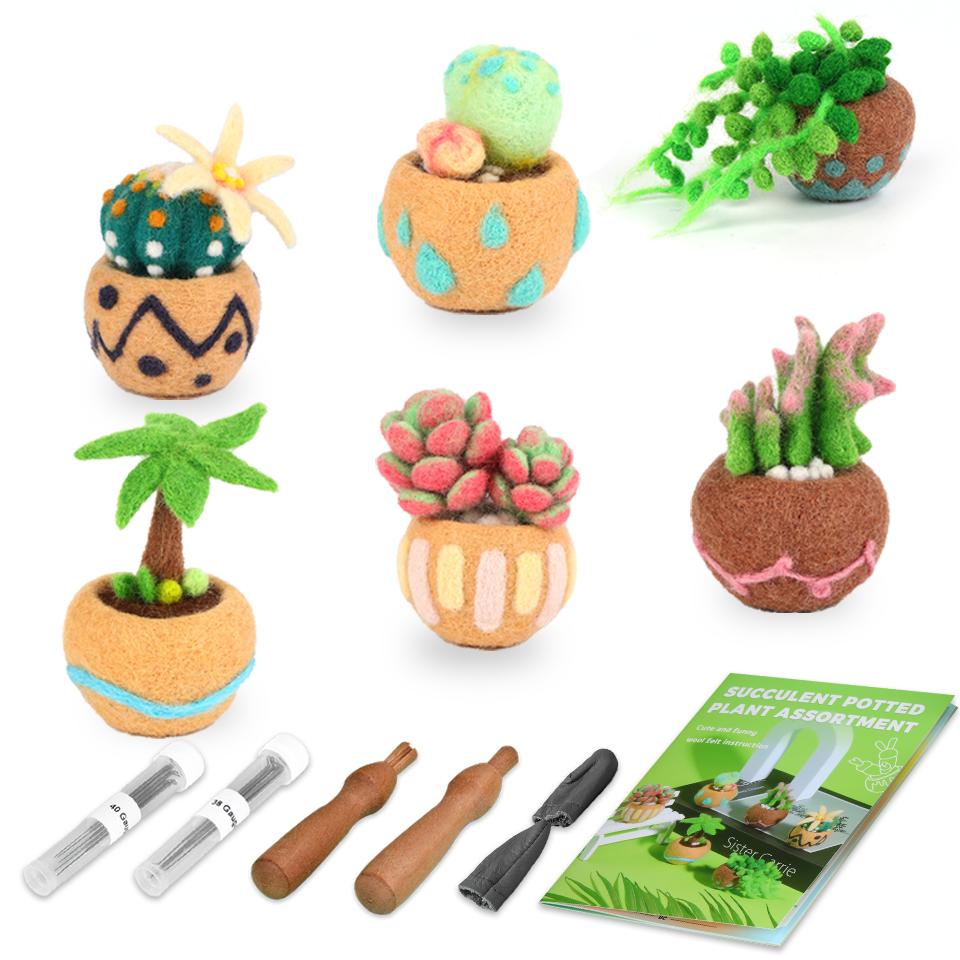 

Набор для валяния из шерсти суккулентов в горшках BUDDUR с инструкцией и иглами для валяния для начинающих, аксессуары для рукоделия своими руками