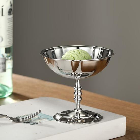 Stainless Steel Dessert Cup Retro Ice Cream Bowls Elegant Sorbet
