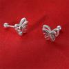 Sweet Double Butterfly Earrings For Women Girls Cute Animal Piercing Screw Ball Stud Earrings  Party Jewelry Accessories