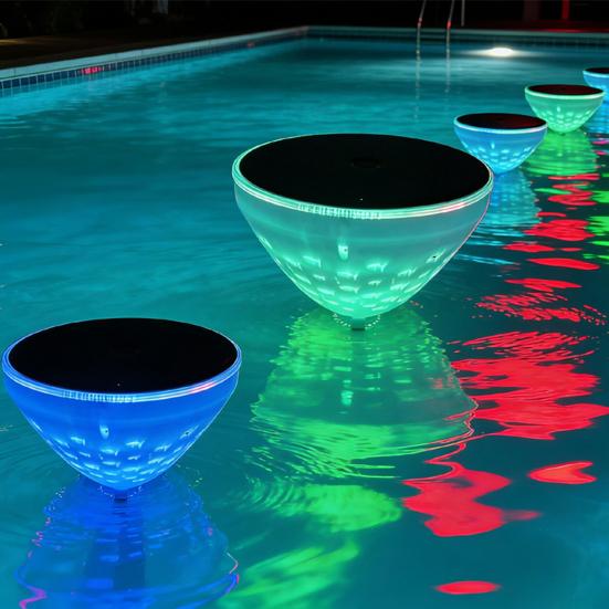 Solar Floating Pool Lights, Waterproof Automatic Switch Floating Lighting, with Smart Sensor Control Color-Changing Projection Pool Light