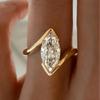 Huitan Women Ring Marquise Shaped CopperColor/Gold Color Wedding Engagement Luxury Accessories Fashion Jewelry Inlaid Shiny CZ