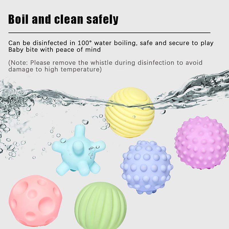 6Pcs Baby Toys Sensory Balls For Children Textured Hand Touch Ball Soft Massage Ball Infant Rattle Senses Toys Educational Bath