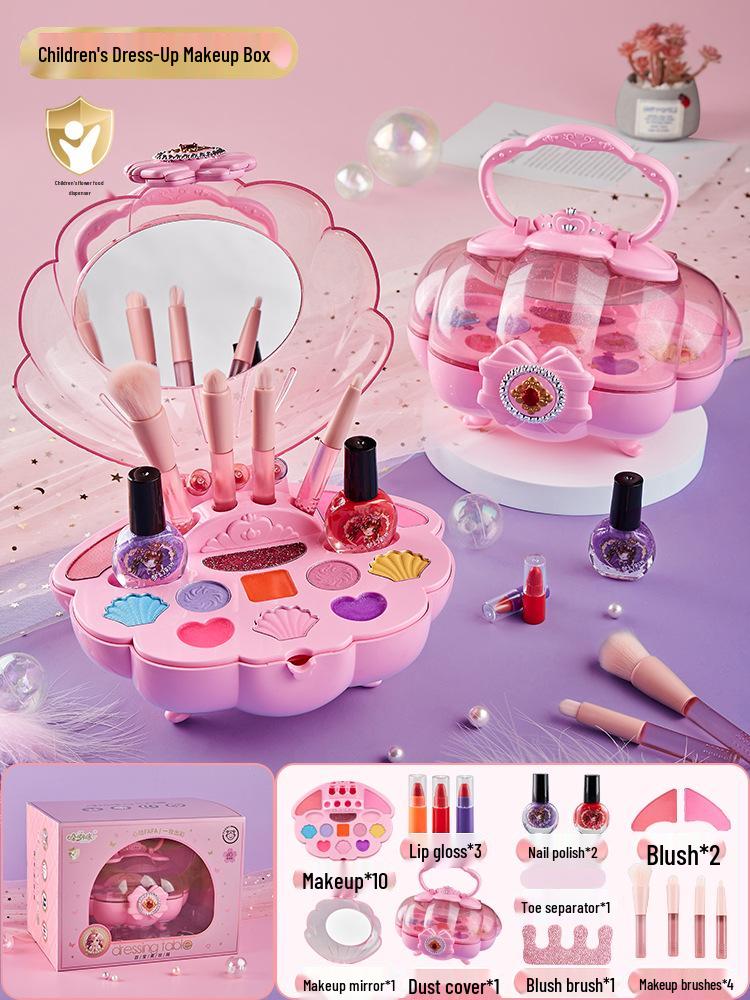 

Набор косметики для принцессы для девочек: Тени для век, Лак для ногтей, Косметический подарок