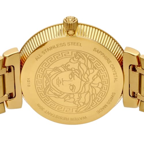 Versace DAPHNIS Watch, White Dial, Stainless Steel, Sapphire Crystal, Quartz, 35mm, Swiss Made, Women's, Gold, V16070017