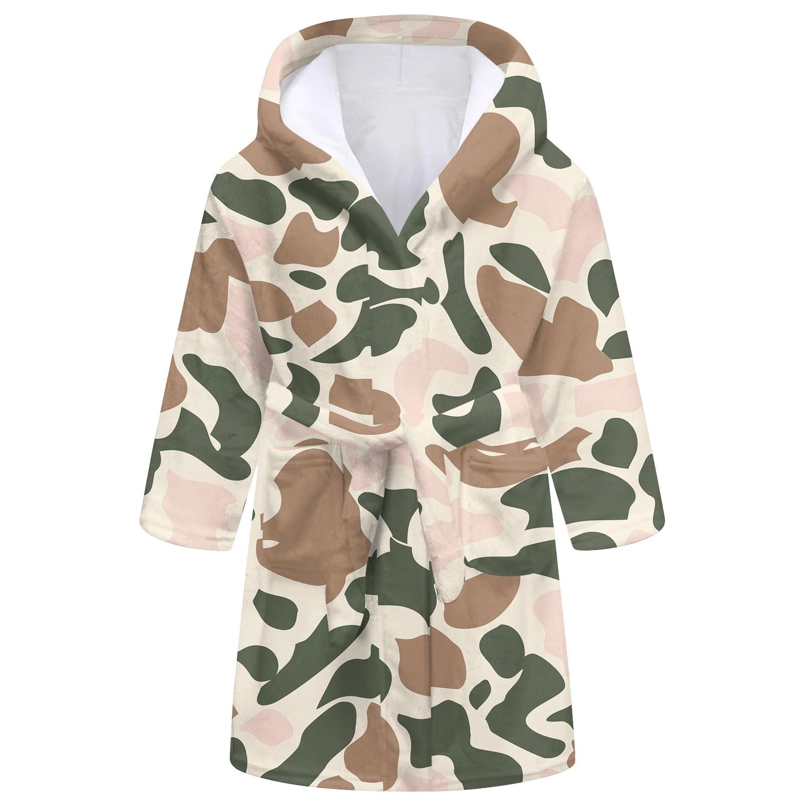 

Детский длинный халат, фланелевая пижама с принтом 160 хаки