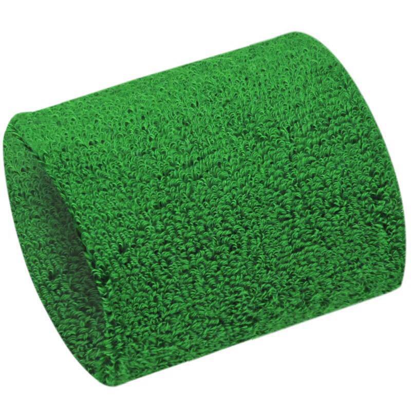 Детский дышащий полностью хлопковый махровый влаговпитывающий вышитый спортивный напульсник для уличного баскетбола 8cm x 8cm зелёный