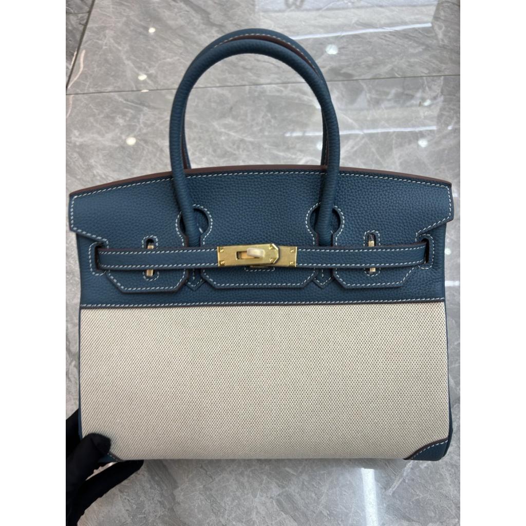 Erste Schicht aus Rindsleder mit Litschi-Muster mit Leinwand-Platin-Tasche 25-30CM (H02 Stoff BK)