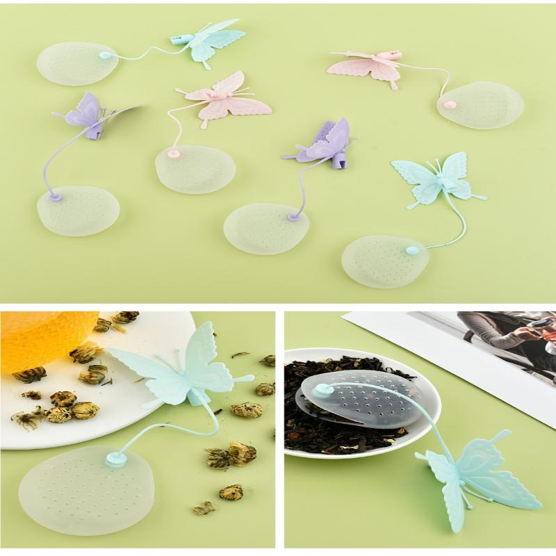1/3Pcs Butterfly Shape Tea Infuser Silicone Tea Strainer Loose Leaf Tea Filter Reusable Tea Maker For Home Office Tea Making