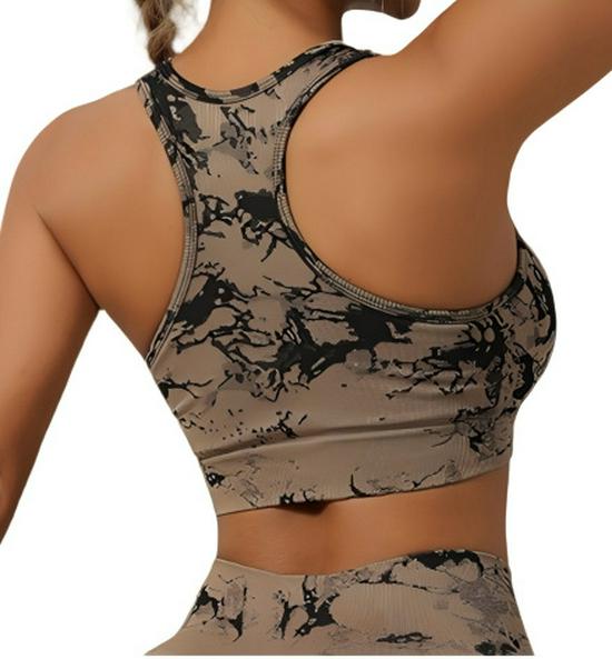 Tie-Dye Yoga Set: Beautiful Back Sports Bra & High-Waist Peach Lift Leggings