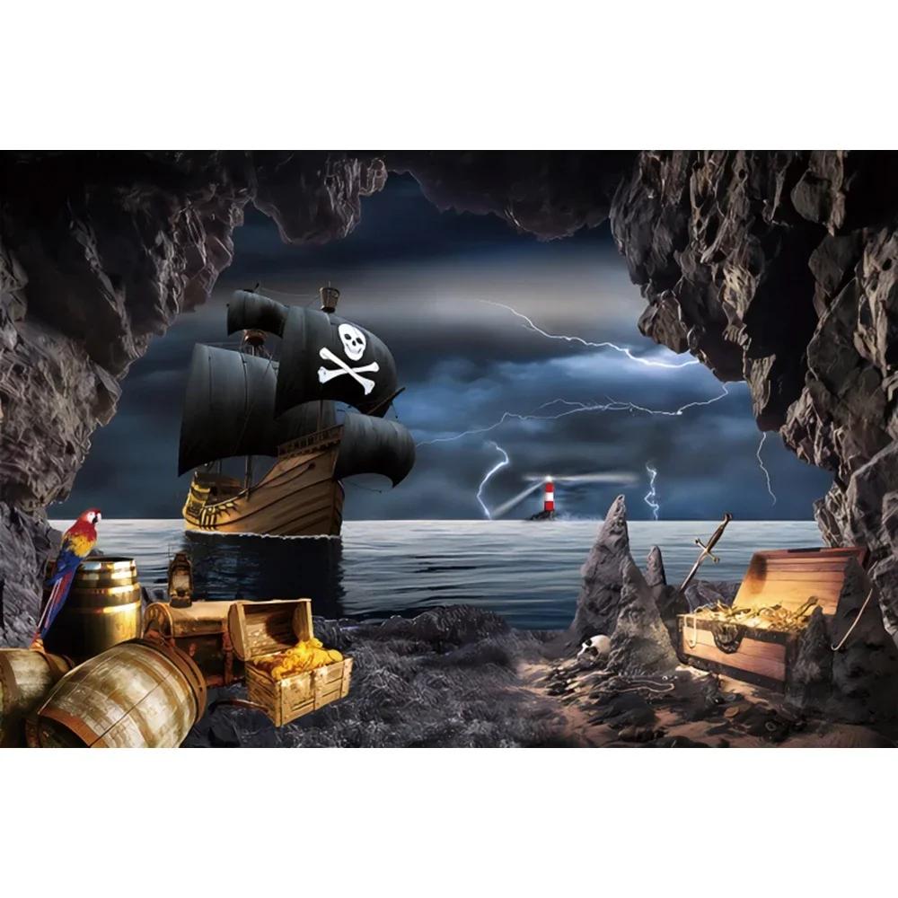 Pirate Treasure World Map Backdrop – Sailing Theme For Boy'S Kids Birthday Party, Photography Studio Decor Banner-Tapestry