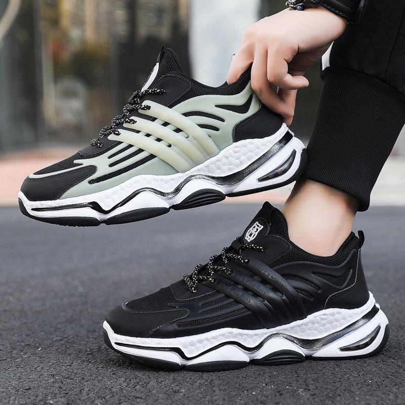 Men's Shoes Spring Men's Sports Shoes Breathable Mesh Running Lace-up Round Head Fashion Casual Shoes Handsome