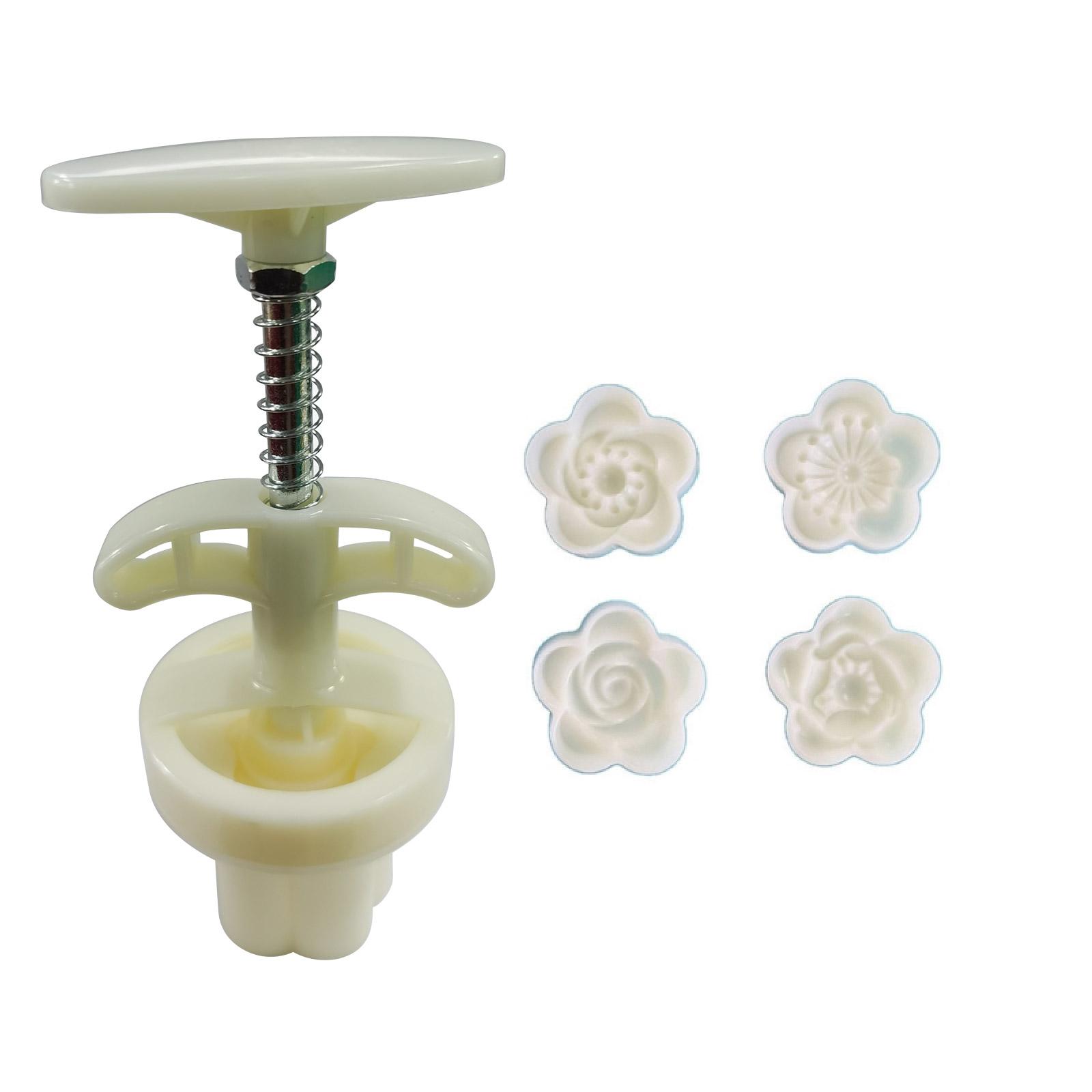 Plum Blossom Shaped DIY Mooncake Moulds Mooncake Molds Mooncake Stamps Hand Pressure Plastic Material Baking Accessories