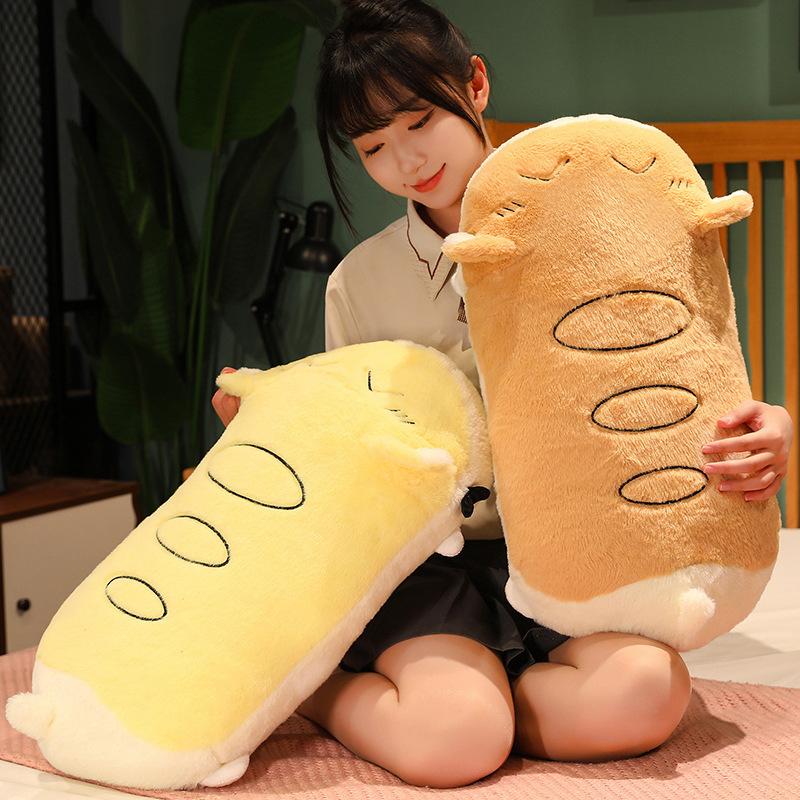 Cute Cute Bread Puppy Dog Throw Pillow Plush Toy Lying Dog Doll Home Sofa Pillow Doll