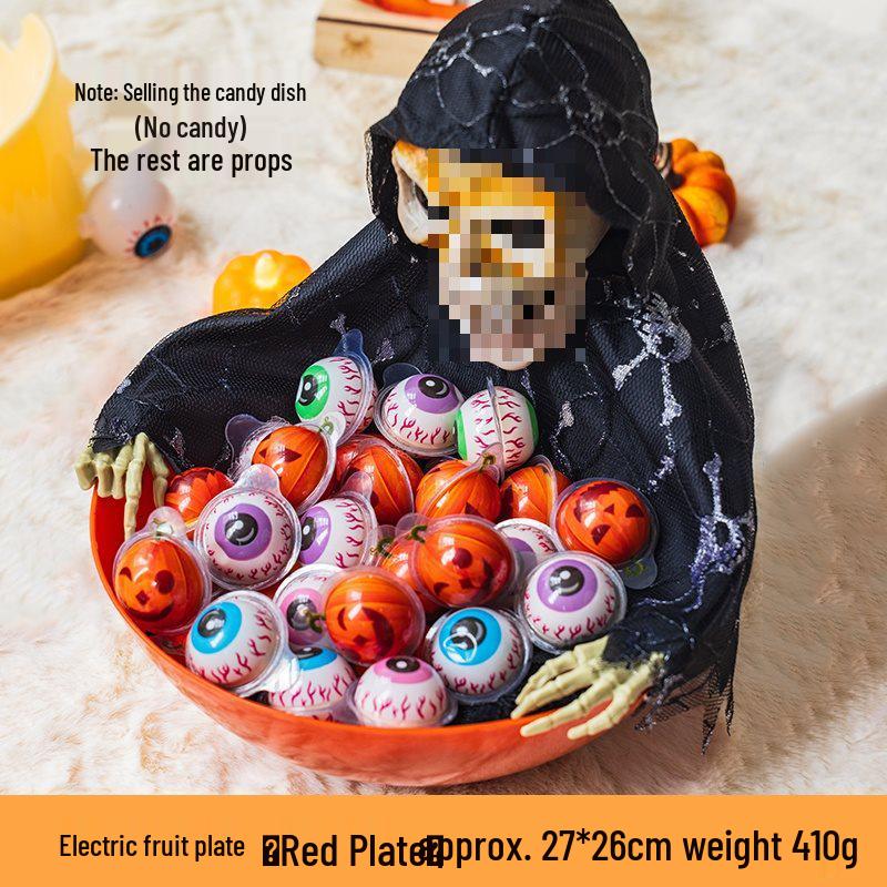 Luminous Halloween Pumpkin Lantern & Skeleton Candy Dish Toy Ornament