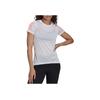Adidas Own The Run Tee Striped Letter Architectural Print Crew Neck Short Sleeve Regular T-Shirt Women Tops White HZ7706