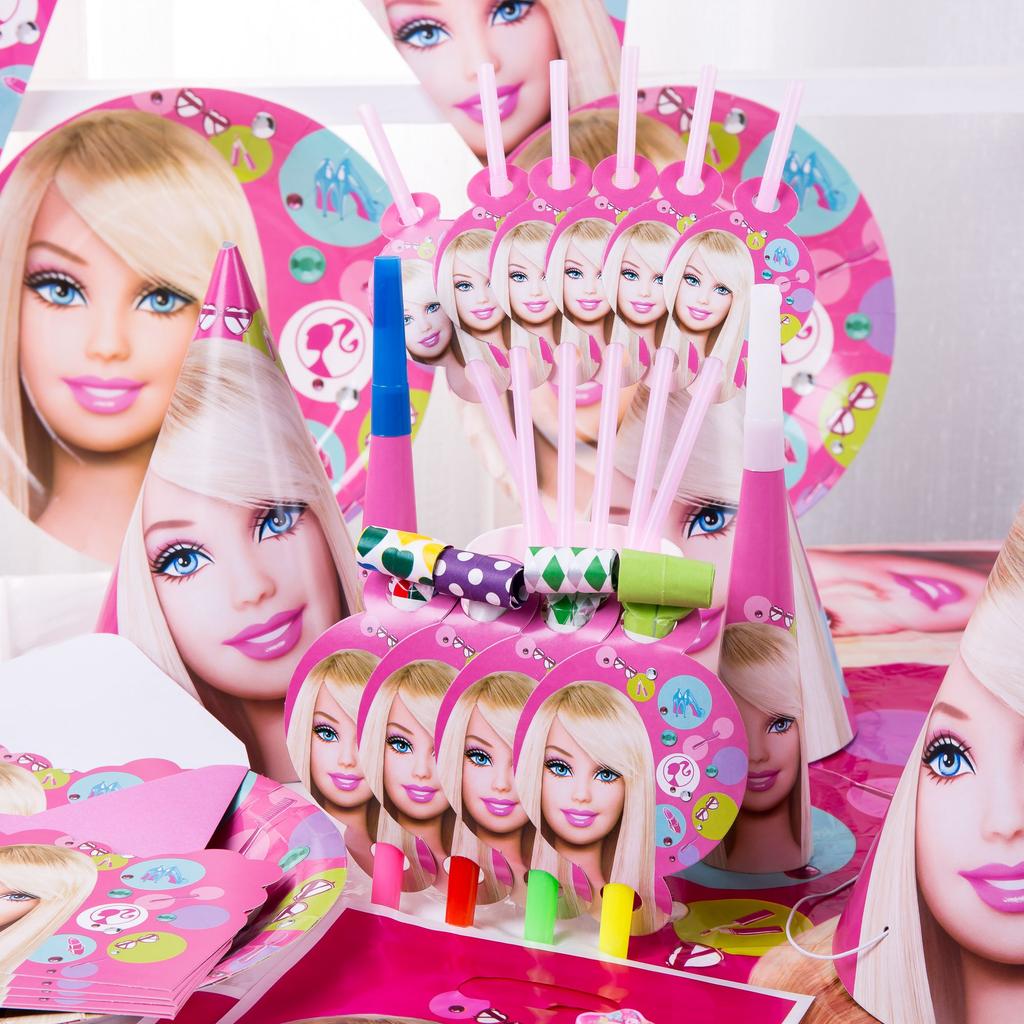 Girl Doll Barbie Pink Birthday Party Supplies Tableware Cups Decorations Plates