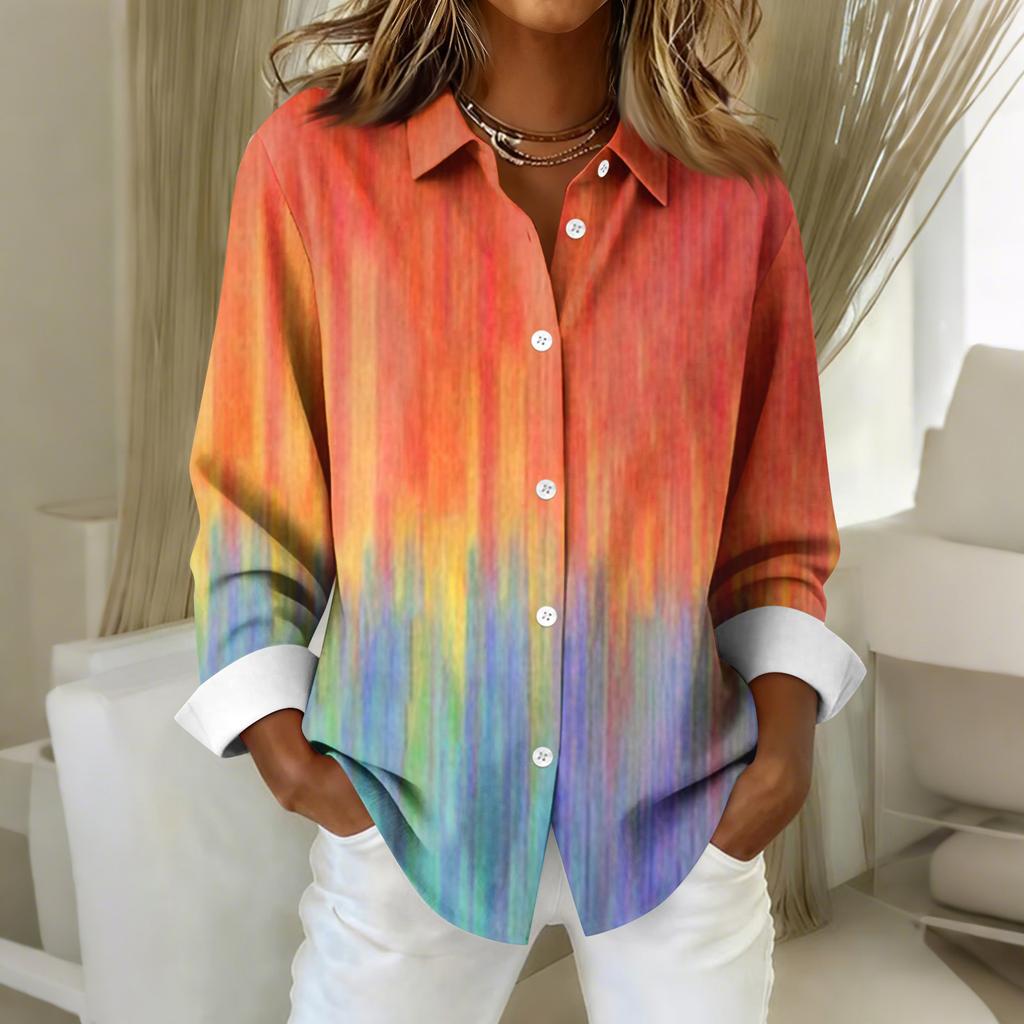 Women's Shirt Blouse Christmas Print Button Long Sleeve Casual Basic Shirt Collar Regular Top