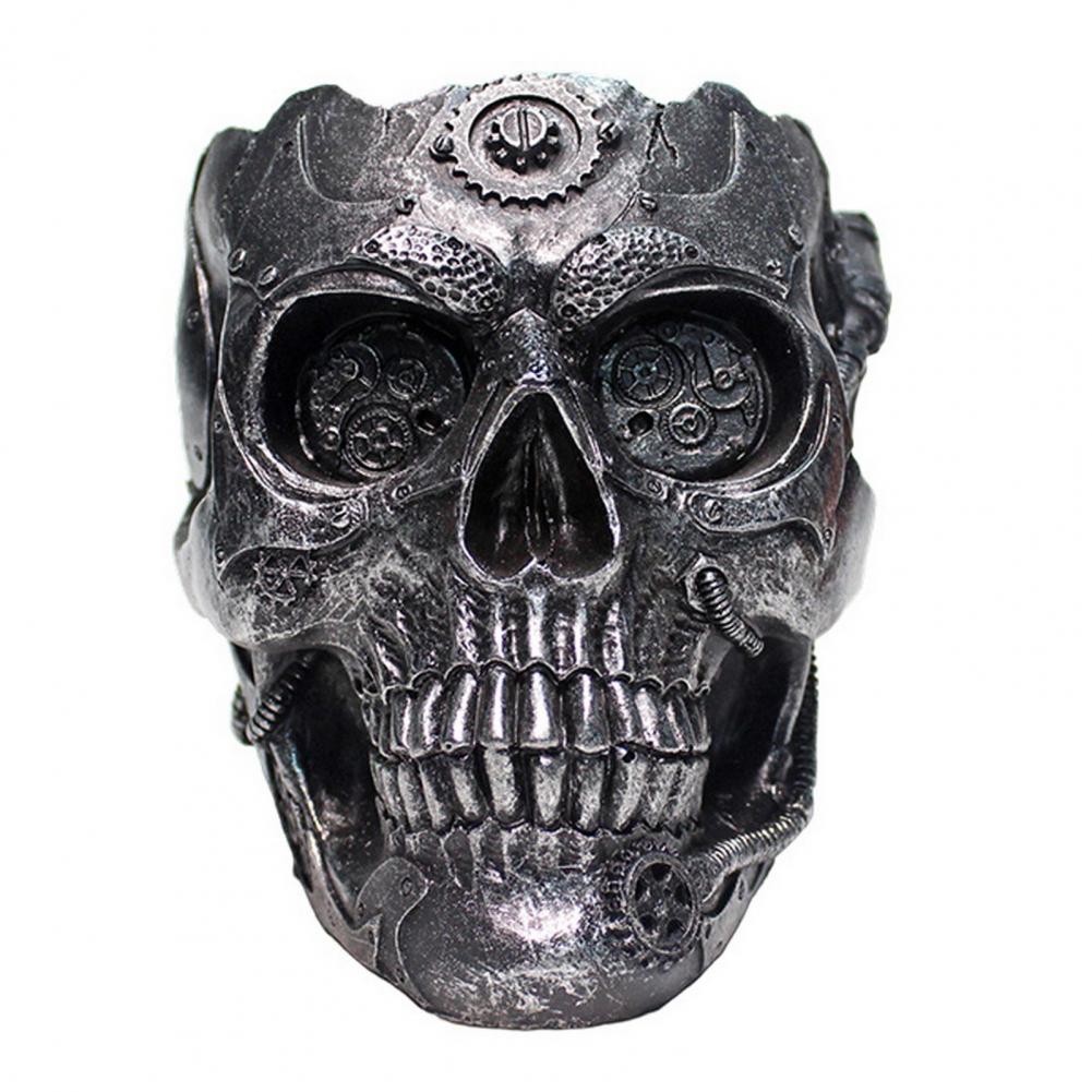 Trendy Skull Home Decor Skull Flower Pot Candy Bowl Set for Home Office Halloween Decor Hand-painted Resin Planter for Indoor