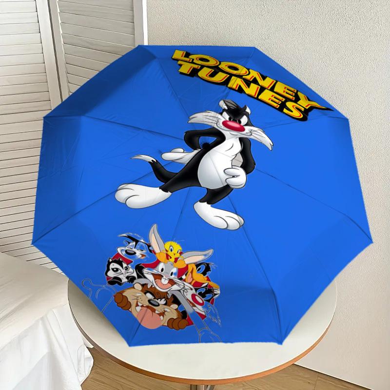 1pc Looney Tunes Automatic Open/Close Umbrella Compact Folding Umbrella with 8-Rib Shaft Lightweight Esign, for Women/Men1216A